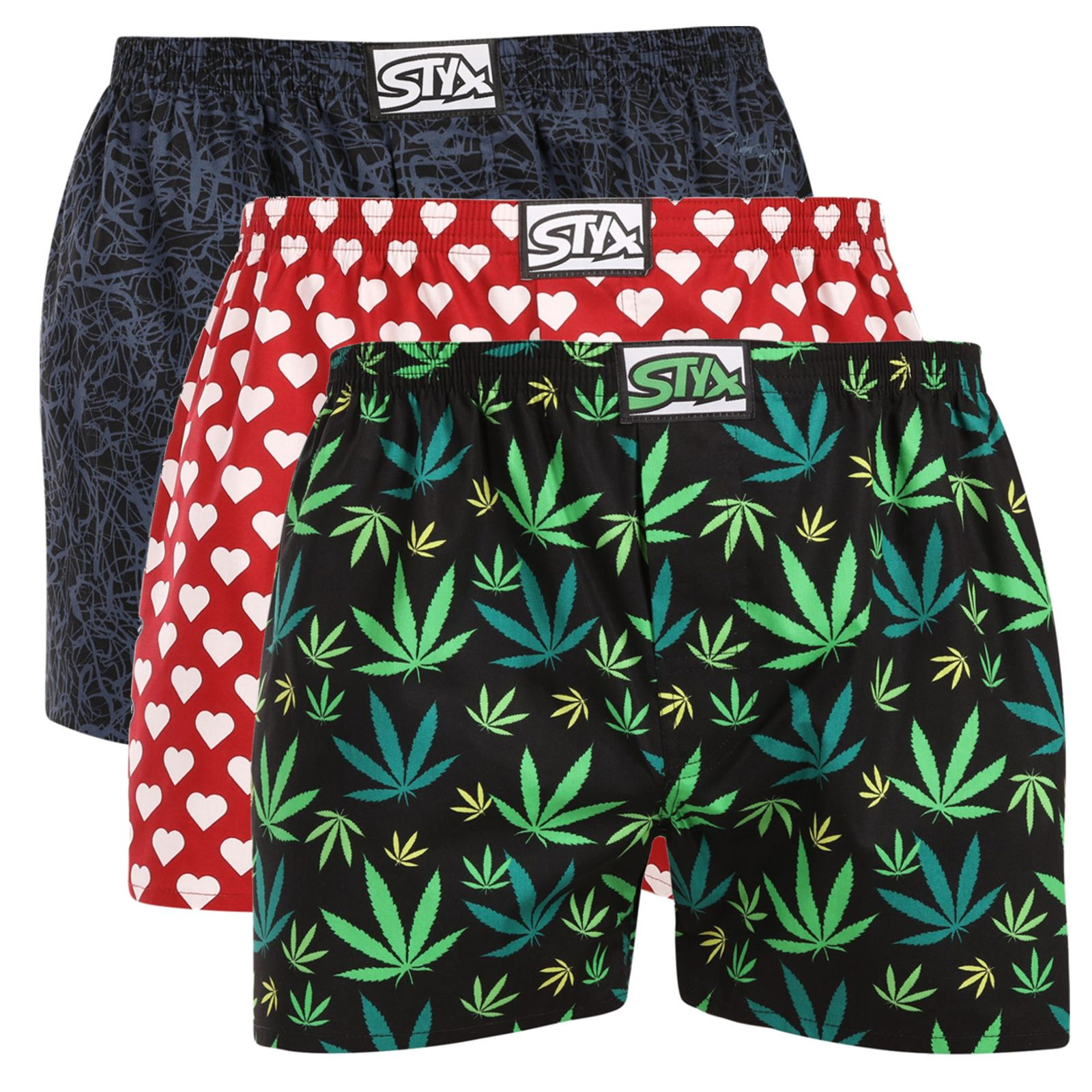 3PACK pánské trenky Styx art klasická guma vícebarevné (3A18911) L