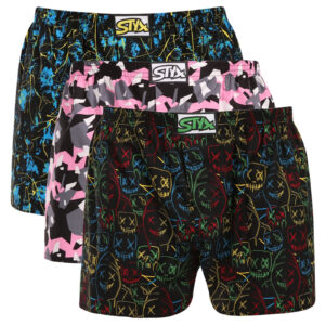 3PACK pánské trenky Styx art klasická guma vícebarevné (3A19002) L