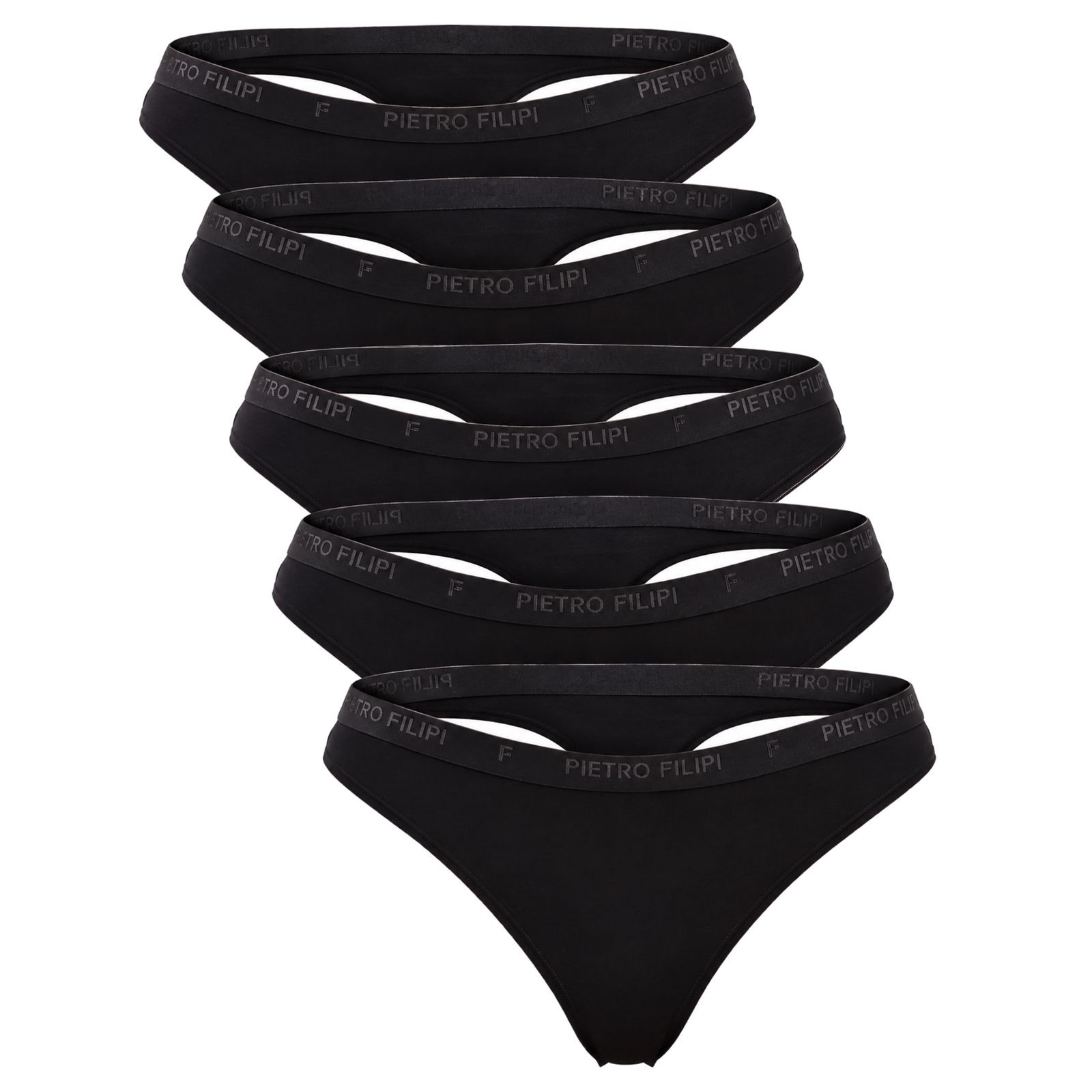5PACK dámská tanga Pietro Filipi bambusová černá (5PLTC1) S