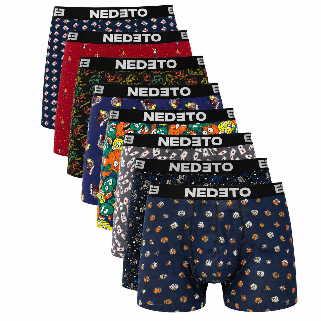 8PACK pánské boxerky Nedeto vícebarevné (8NBV7) S