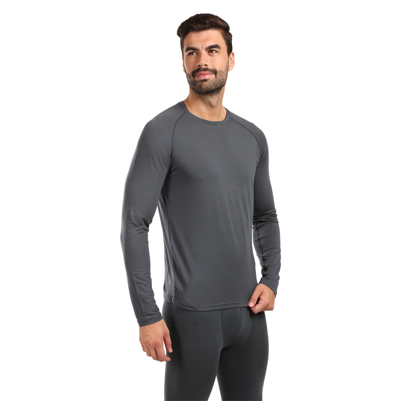 Pánské merino tričko Styx dlouhý rukáv šedé (TDPT1163) M - Obrázek 2