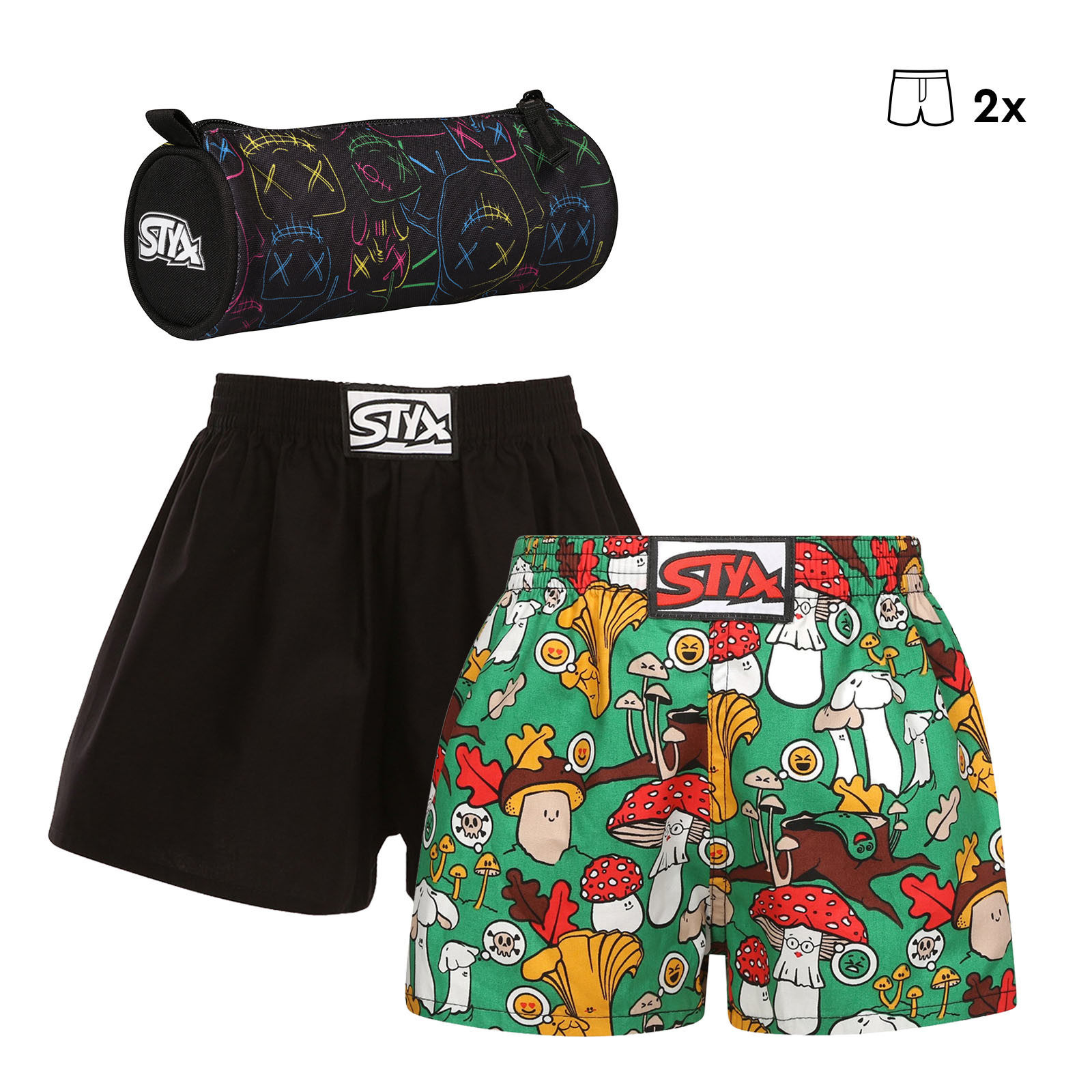 2PACK dětské trenky Styx klasická guma s penálem (2SPJ6058) 4-5 let