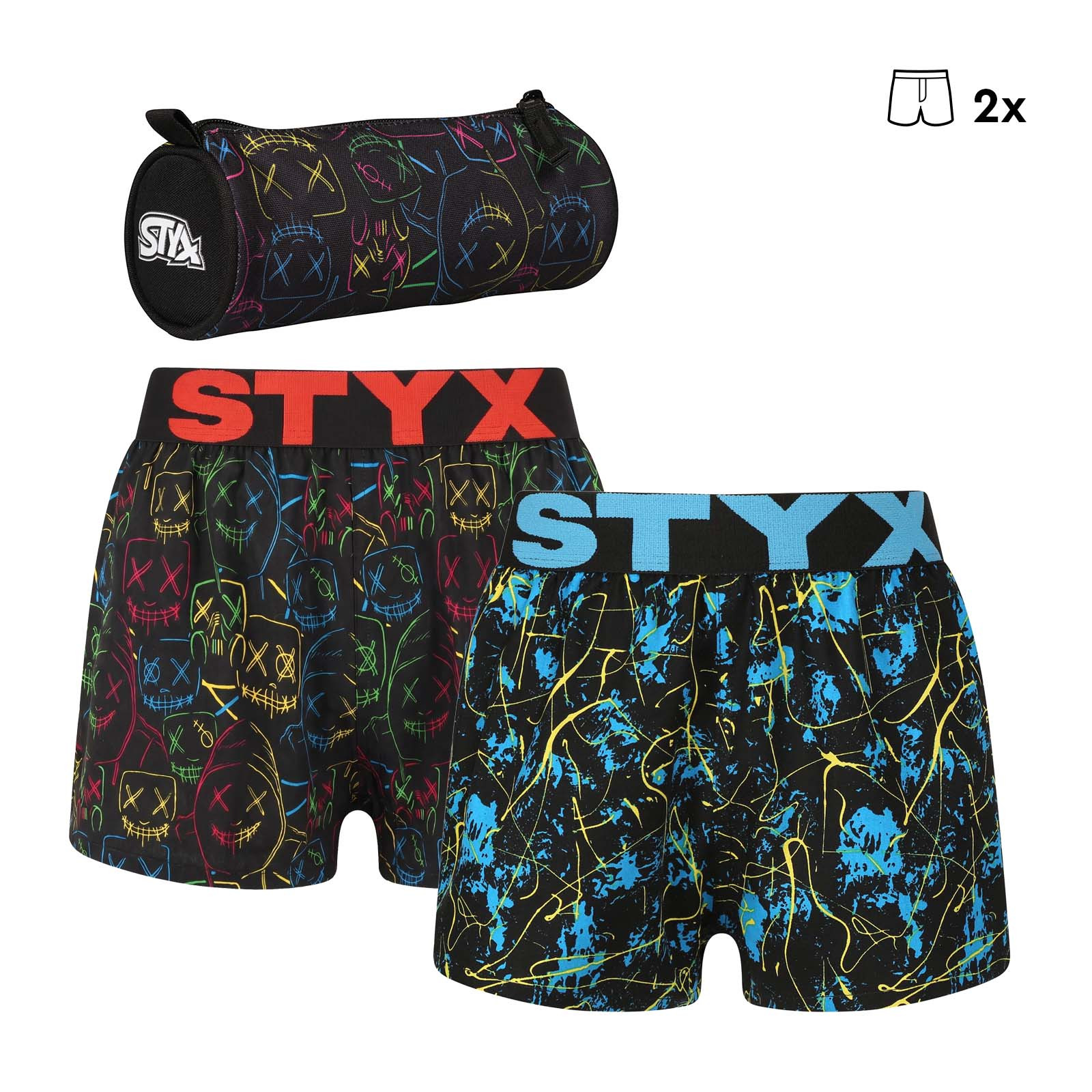 2PACK dětské trenky Styx sportovní guma s penálem (2SPBJ5052) 4-5 let