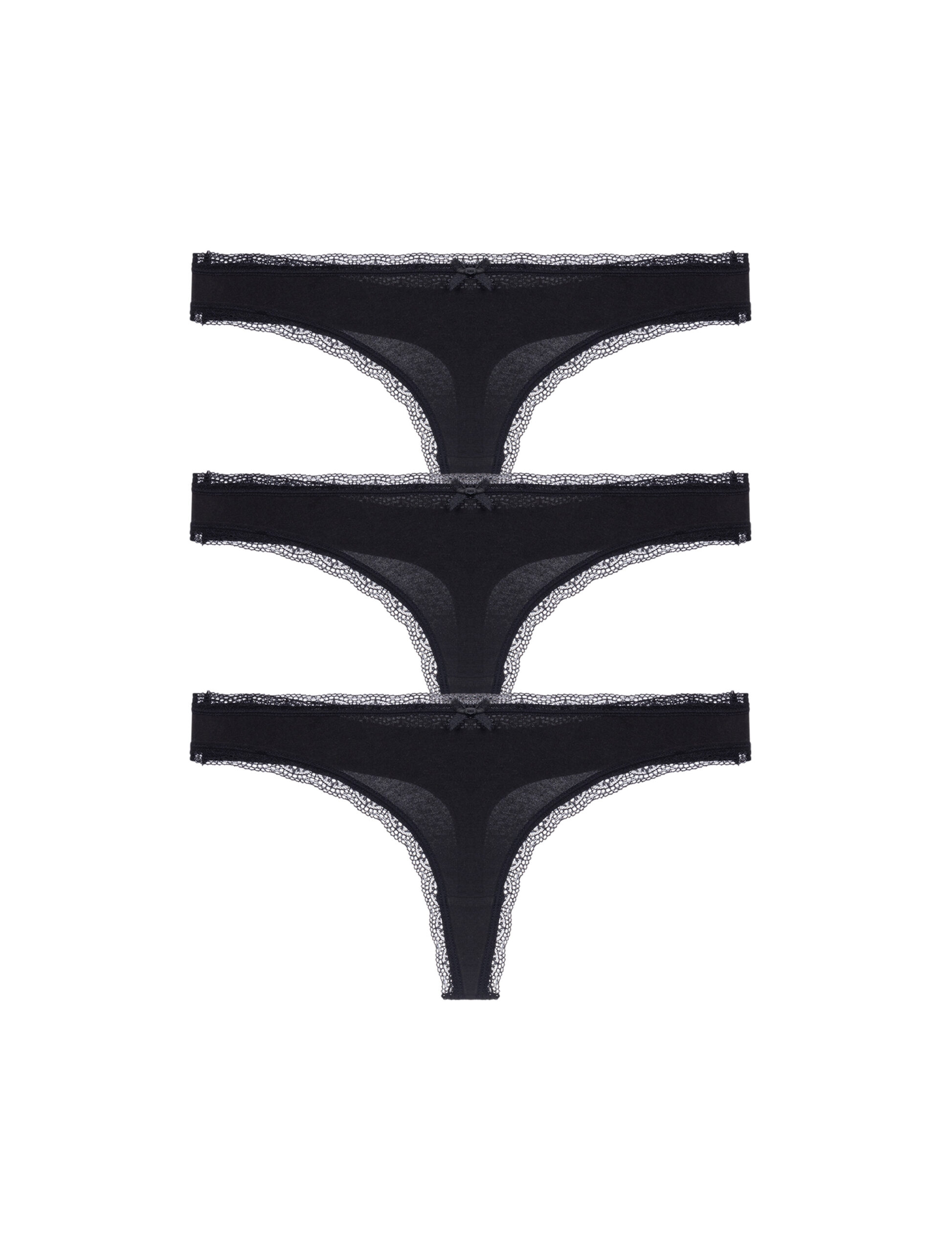 3PACK dámská tanga Dorina Essential Cotton černá (DCTH0013CO035-3X0009) L
