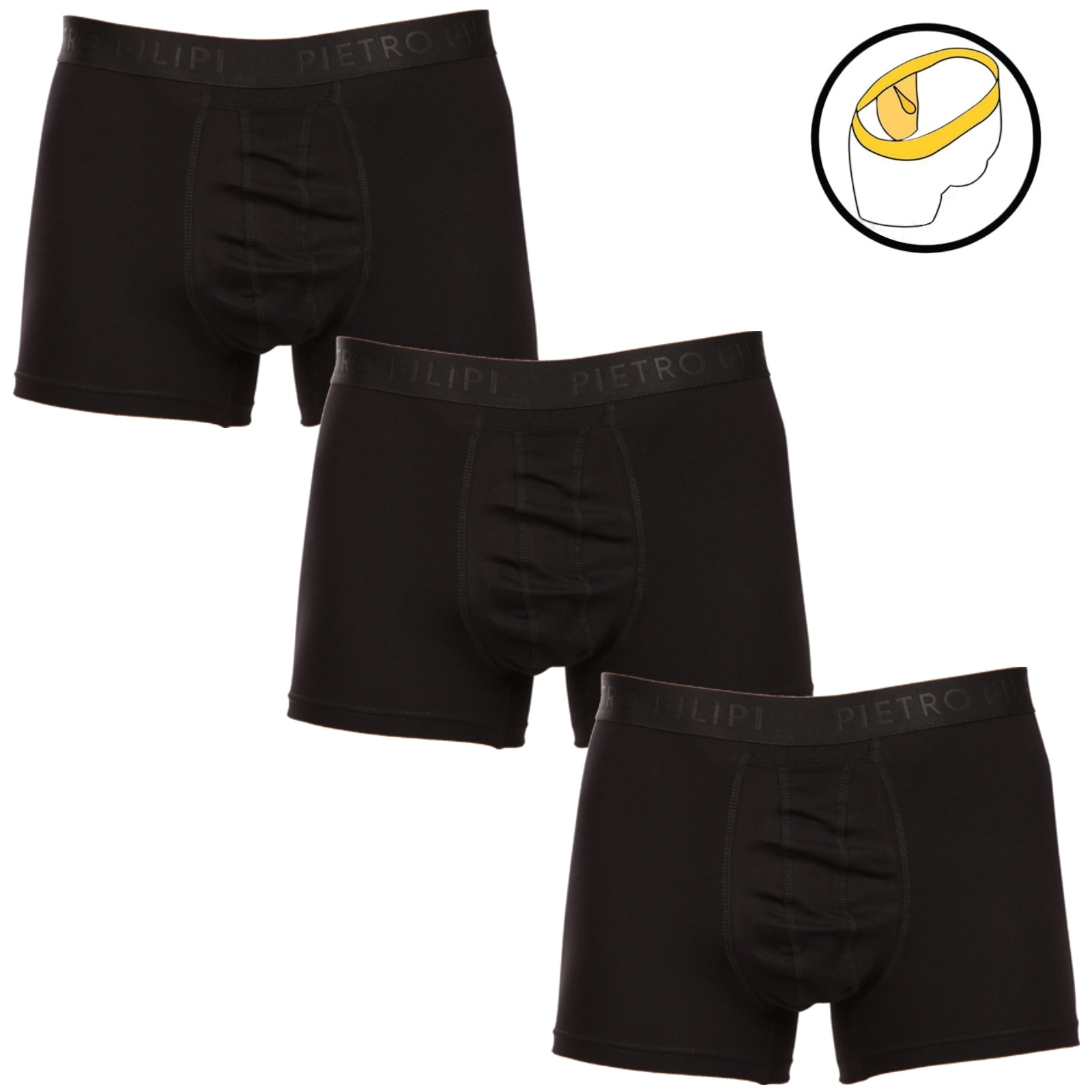 3PACK pánské boxerky Pietro Filipi balls holder černé (3PBHC1) XXL