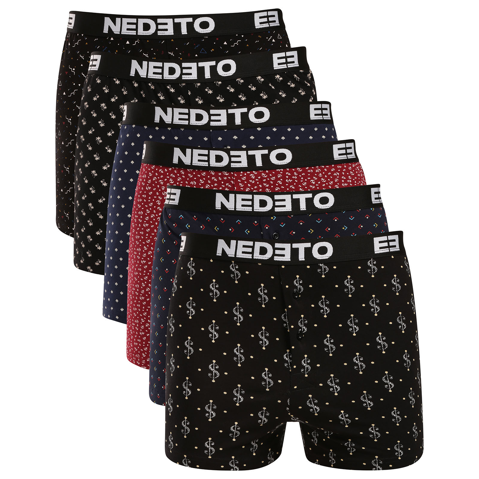 6PACK pánské trenky Nedeto vícebarevné (6NGV02) S