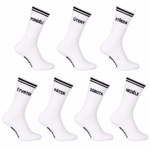 7PACK ponožky Nedeto sportovní vysoké WEEK bílé (7NOBT1) L