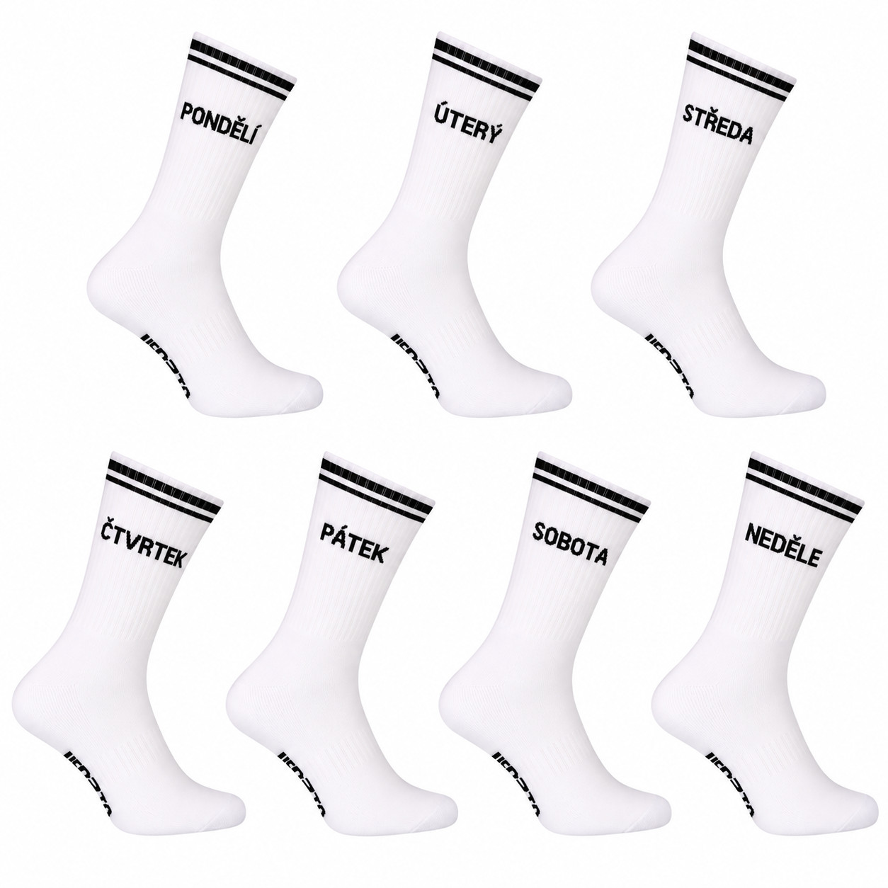 7PACK ponožky Nedeto sportovní vysoké WEEK bílé (7NOBT1) L