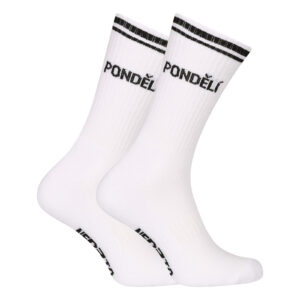 Ponožky Nedeto sportovní vysoké PONDĚLÍ bílé (1NOBT24) S