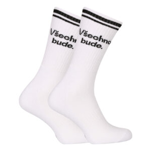 Ponožky Nedeto sportovní vysoké Všechno bude. bílé (1NOBT21) S